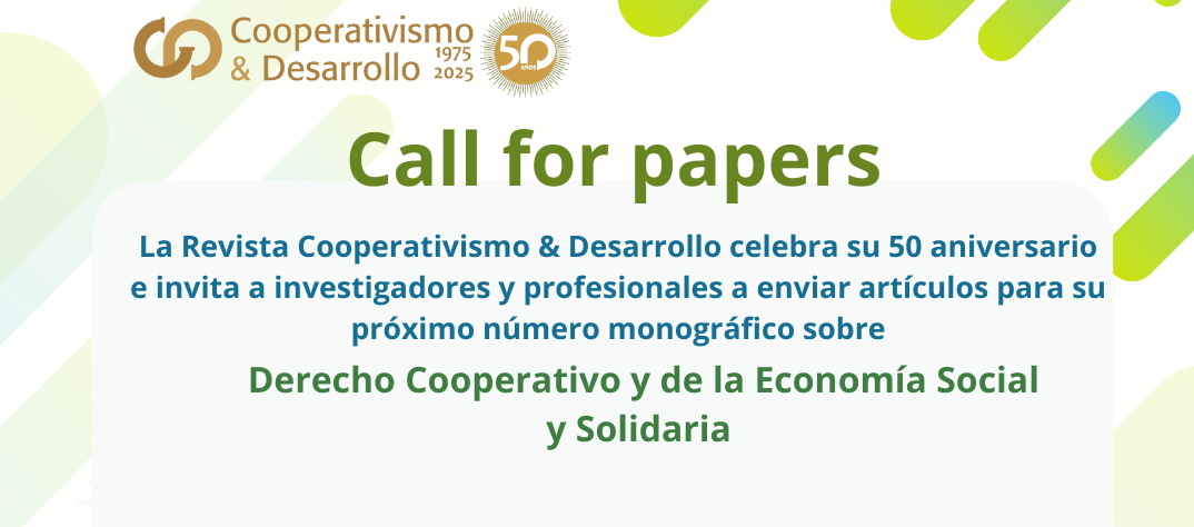 Convocatoria: Número Monográfico en Derecho Cooperativo y de la Economía Social y Solidaria